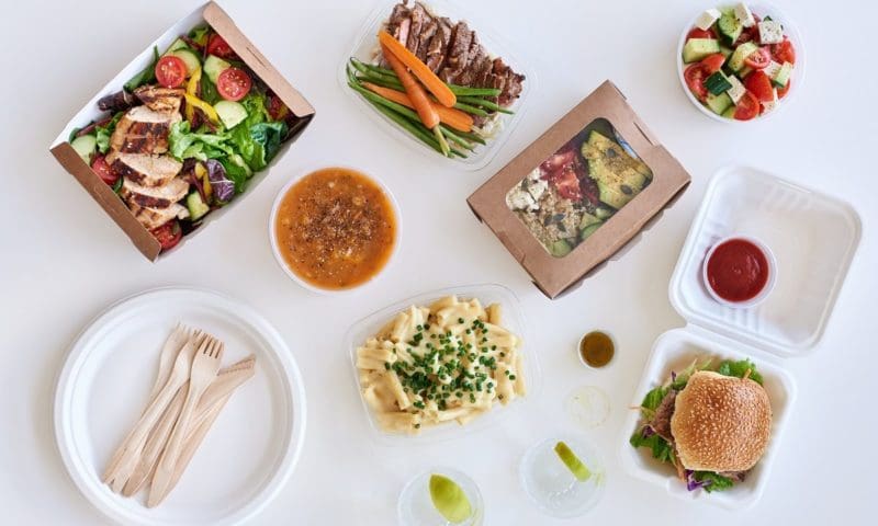 How can the catering industry reduce packaging waste?